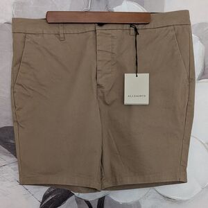AllSaints Neiva 98% Organic Cotton Flat Front Stretch Twill Shorts Size …